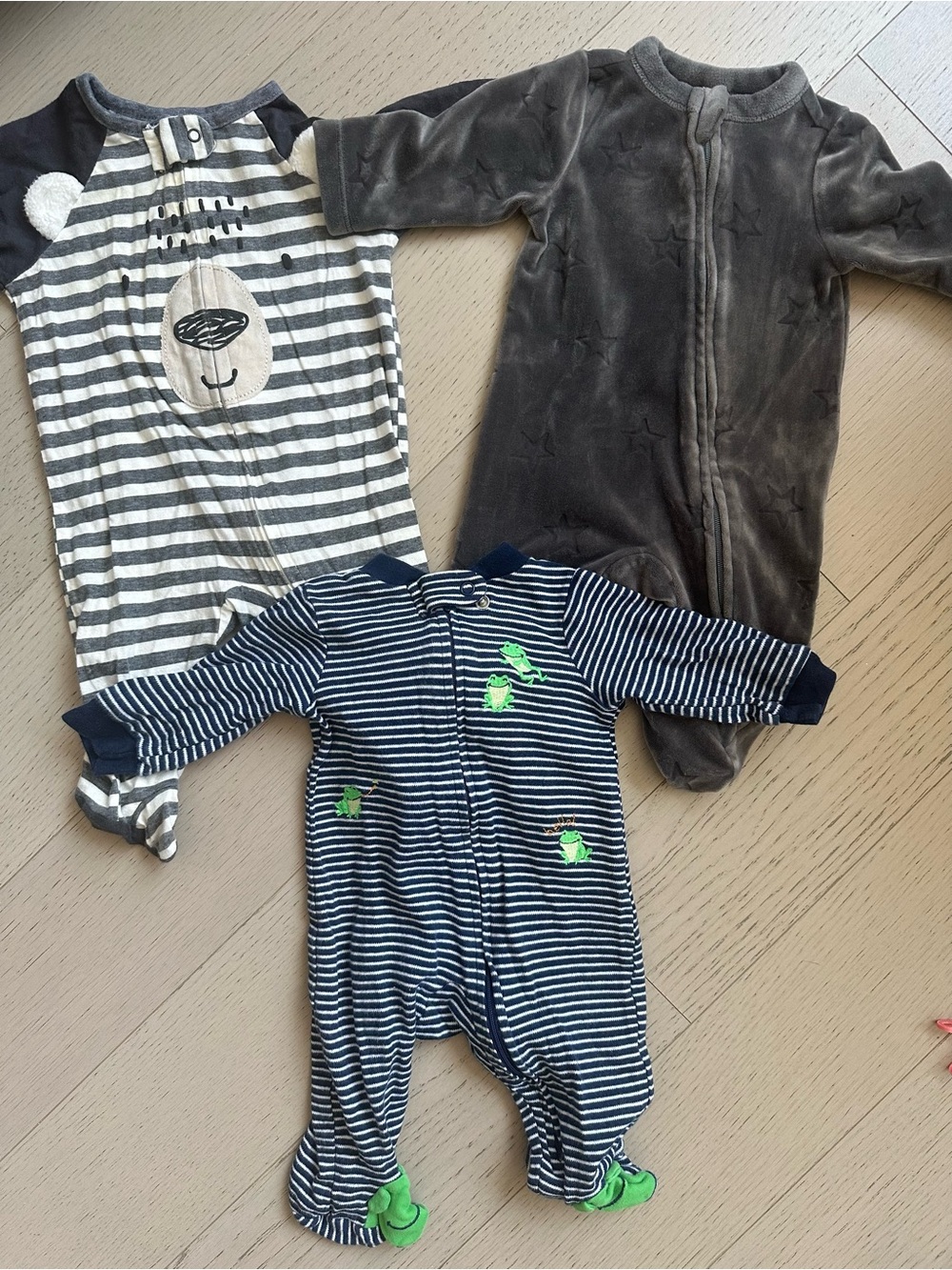 Gerber Gray, Navy & Charcoal Baby Footie Set - 3 Pack